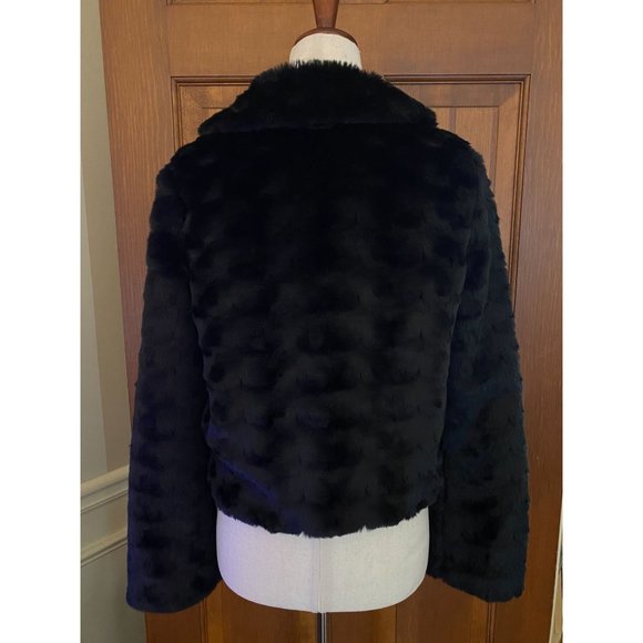 American Eagle Faux Fur Jacket Womens‎ XS Black Double-Breasted Coat Winter - Picture 3 of 11
